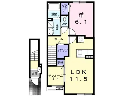マロン・リジェールII(1LDK/2階)の間取り写真