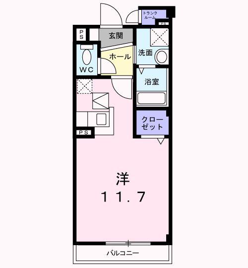メゾングラシュII(ワンルーム/1階)の間取り写真