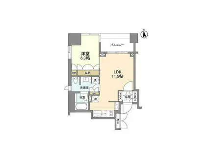 LASANTE 麻布十番(1LDK/9階)の間取り写真