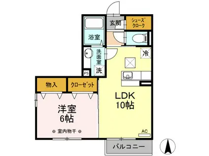 リジエール西仙北(1LDK/1階)の間取り写真