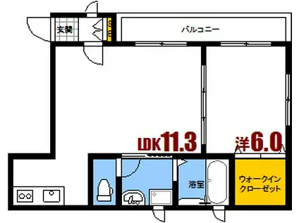 アビタシオン桃山(1LDK/1階)の間取り写真