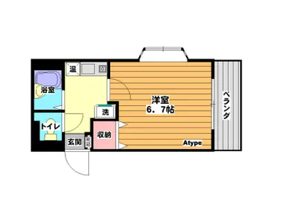 クリスタルコート(1K/3階)の間取り写真