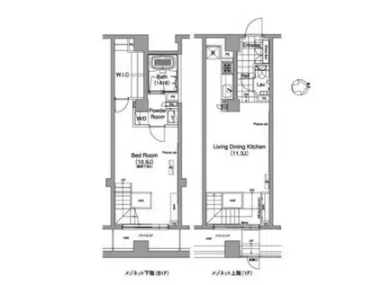 ライズ六本木永坂(1LDK/1階)の間取り写真
