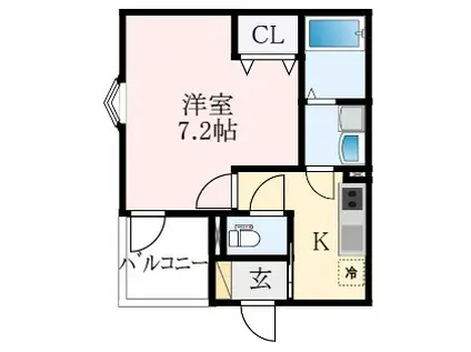 FSTYLE 藤井寺林(1K/1階)の間取り写真