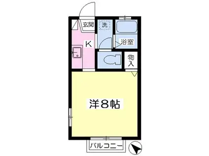 カーサオーチャード(1K/2階)の間取り写真