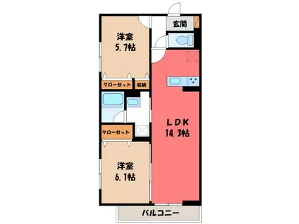 前橋市古市町PJ工事(2LDK/1階)の間取り写真