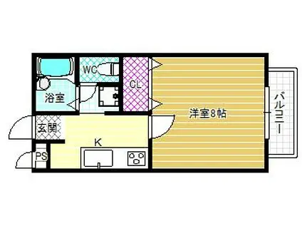 ウッドファイブI(1K/1階)の間取り写真