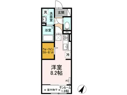 マウントナンバ オータム(ワンルーム/1階)の間取り写真