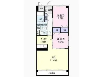 ELVITA(2LDK/2階)の間取り写真