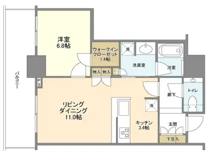 グランドメゾン新梅田タワー THE CLUB RESIDENCE(1LDK/27階)の間取り写真