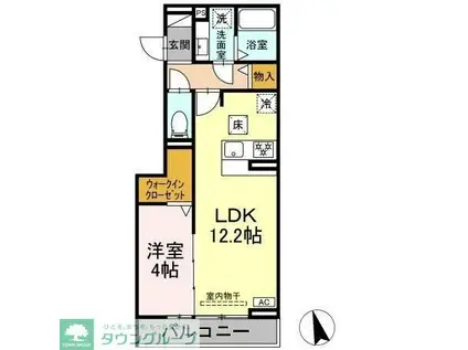 セレスティア長良 イースト(1LDK/1階)の間取り写真