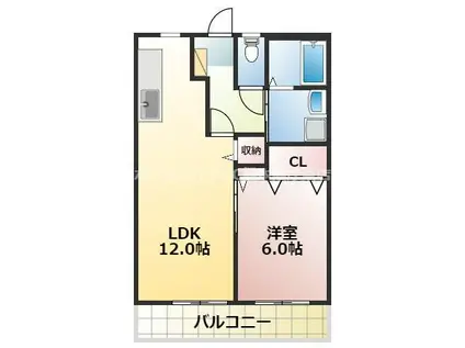 サンシャインレジデンス(1LDK/4階)の間取り写真