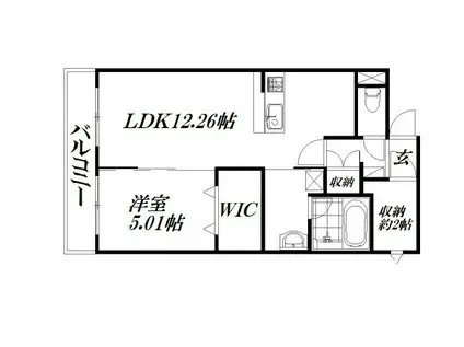 フロイデミーツ半田山(1LDK/1階)の間取り写真