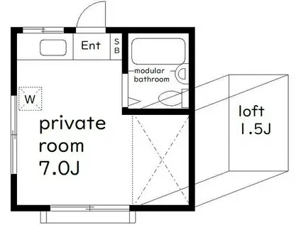 ヤシマハイツ(ワンルーム/2階)の間取り写真