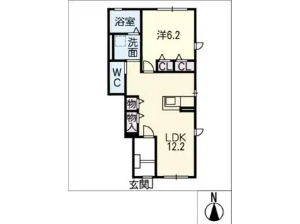 プランドールきざし(1LDK/1階)の間取り写真