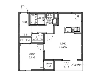 T-MANOIR天下茶屋 ティーマノワールテンガチャヤ(1LDK/3階)の間取り写真