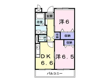 サンセール(2DK/2階)の間取り写真
