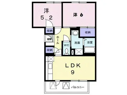 サンガーデン北川1(2LDK/2階)の間取り写真