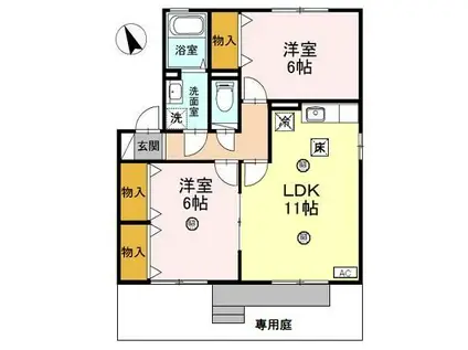 プリンセスリバー(2LDK/1階)の間取り写真