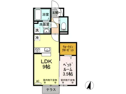 マスターテラス(1LDK/1階)の間取り写真