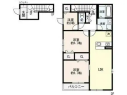 MAISON DE HIRO II(3LDK/2階)の間取り写真