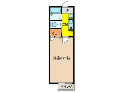 ノースCAPITAL大井(1K/1階)の間取り写真