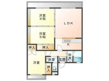 フラワーマンション(3LDK/3階)の間取り写真