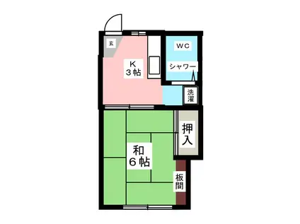 はぎの荘(1K/1階)の間取り写真