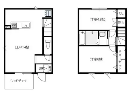 TRT荘園A棟(2LDK/1階)の間取り写真