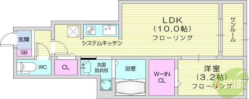 GRACE NATORI(1LDK/1階)の間取り写真