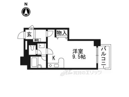 ライオンズマンション京都東堀川(ワンルーム/4階)の間取り写真