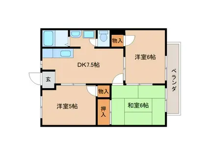 ビーナスハイツ(3DK/2階)の間取り写真