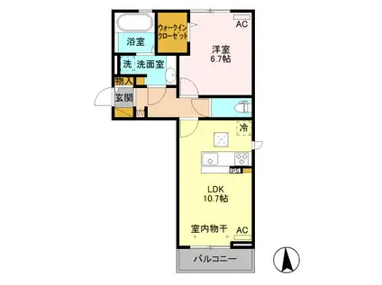 PLEASURE(1LDK/1階)の間取り写真