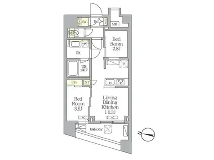 ノガタレジデンス(2LDK/7階)の間取り写真