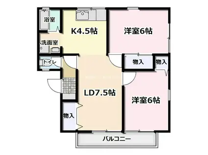 サンクレスト C棟(2LDK/2階)の間取り写真