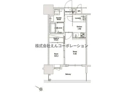 エンクレスト博多ART(2K/8階)の間取り写真