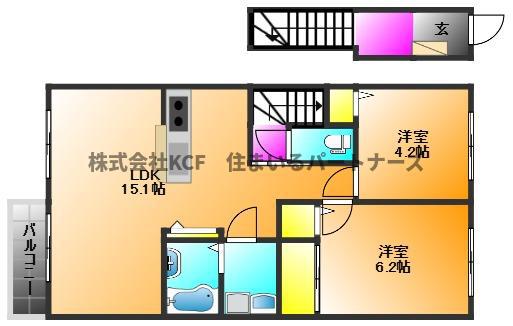 アザレア梅満(2LDK/2階)の間取り写真