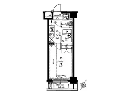 アーバイル新日本橋(1K/6階)の間取り写真