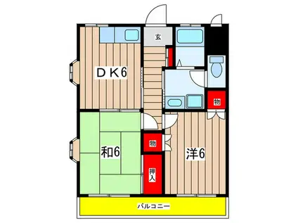 グランディメゾン日吉2(2DK/3階)の間取り写真