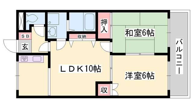 ピア・ルミナス 2番館(2LDK/2階)の間取り写真