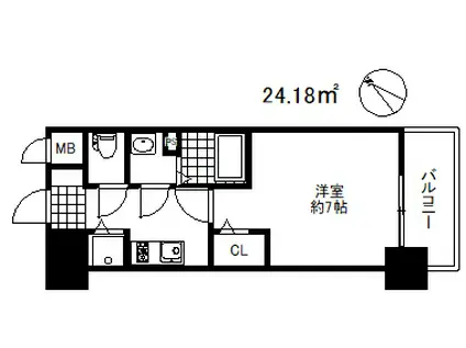 プレサンス三宮ディライト(1K/5階)の間取り写真