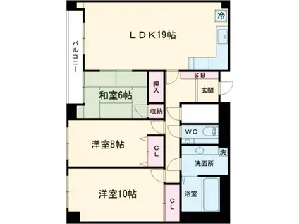 カネ長武田マンション(3LDK/3階)の間取り写真