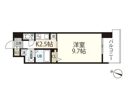 LASANTE観音本町(1K/4階)の間取り写真