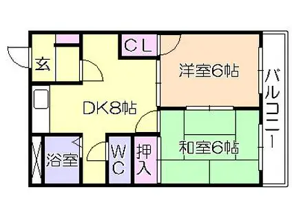 サンフィールド(2DK/1階)の間取り写真