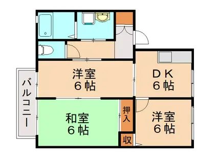 ベルクール(3DK/2階)の間取り写真