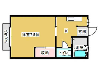 ユニベールAMI(1DK/2階)の間取り写真