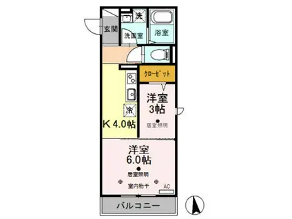 コリーヌ(2K/3階)の間取り写真