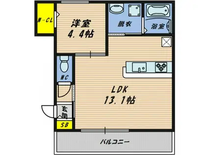 ルミナーレ今福(1LDK/2階)の間取り写真