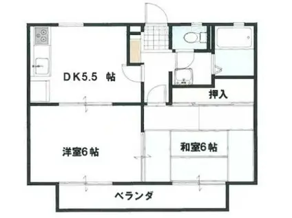 ツインコートピュア(2DK/2階)の間取り写真