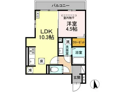 ディー パイナ 日吉本町2(1LDK/1階)の間取り写真